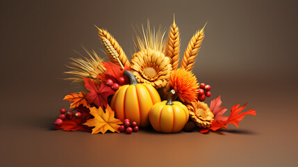 Sticker - Cornucopia Autumn Icon 3d