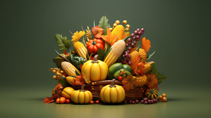 Sticker - Cornucopia Autumn Icon 3d