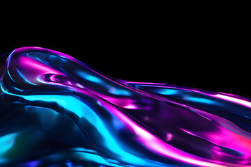 Futuristic holographic background with glossy liquid iridescent effect