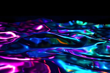 Wall Mural - Futuristic holographic background with glossy liquid iridescent effect