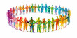 Community Support: The Circle of People and Embracing Arms - Visualize a circle of people with embracing arms, illustrating the support and compassion that religious communitie