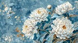 vintage chrysanthemum plants pattern illustration poster background