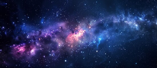 Wall Mural - A mesmerizing galaxy filled with beautiful dark blue and purple hues, adorned with sparkling stars and swirling nebulas