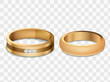 vector gold wedding rings isolated on white.