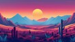 breathtaking western landscape with sprawling desert abstract illustration poster background