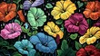 vintage colorful flowers plants pattern illustration poster background