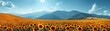 Vibrant sunflower field under a summer sky, a wide expanse of yellow blooms creating an uplifting scenic view
