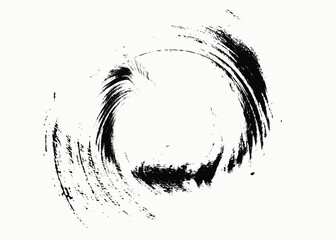 Poster - circular brush paint strokes,Hand drawn element, round black stroke isolated on white background. Vector brush sroke texture. Distressed uneven grunge background. Abstract distressed vector illustra