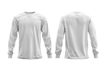 Blank Long sleeve T shirt for men template, white color with light background