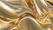 A 3D abstract of smooth, flowing lines in a metallic gold finish, arranged to suggest gentle movement and luxury.