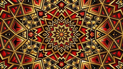 Wall Mural - gold red black abstract geometric presentation