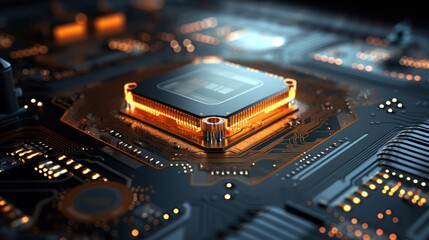 Poster - close-up of a microprocessor, highlighting the intricate details 