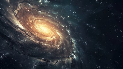 Wall Mural - a view from space to a spiral galaxy and stars. universe filled