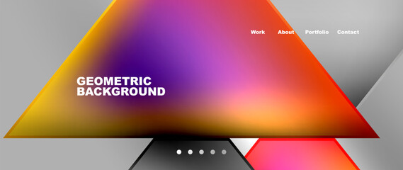 Aufkleber - A colorful geometric background featuring purple, violet, magenta triangles on a gray background. It resembles a modern font on a portable communications device, like a mobile phone gadget