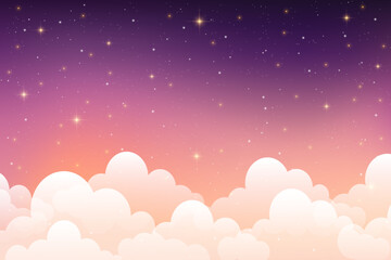 Wall Mural - pink cloudy sky background. pastel fantasy purple sunset. abstract dreamy magic vector wallpaper wit