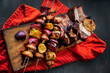 grilled vegetables on the wooden board
