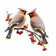 © Png Jungle - Beautiful Waxwings isolated  on white background