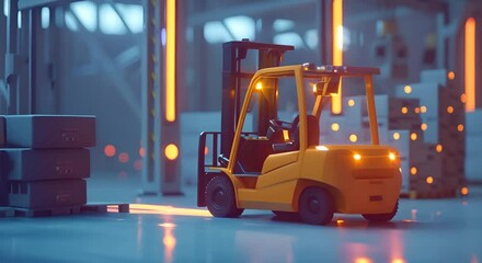Wall Mural - an autonomous forklift receiving instructions from a cloud-based logistics system,