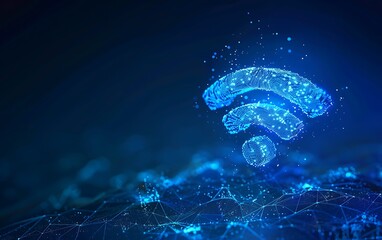 Poster - Abstract digital connectivity concept with glowing Wi-Fi symbol on blue background