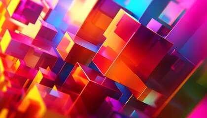 Poster - vibrant 3D abstract backdrop with a modern digital touch. Emphasize geometric shapes, vivid colors, and dynamic patterns