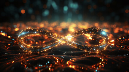 Wall Mural - background with network of lights and lines for technical connection or decoration