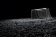 Soccer goal on the beach at night. Black and white