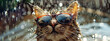 wet happy CAT with sunglasses rain
