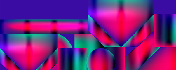 Aufkleber - Colorfulness abounds in this violet, magenta, and electric blue abstract background with a geometric pattern. The symmetry and visual effect lighting create a stunning visual display of technology