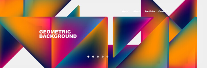 Aufkleber - A vibrant geometric background featuring triangles in magenta and electric blue hues on a white backdrop, creating a modern and dynamic pattern with a techinspired aesthetic