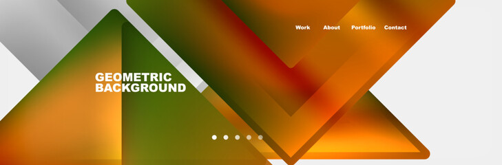 Aufkleber - a geometric background with orange and green triangles on a white background . High quality