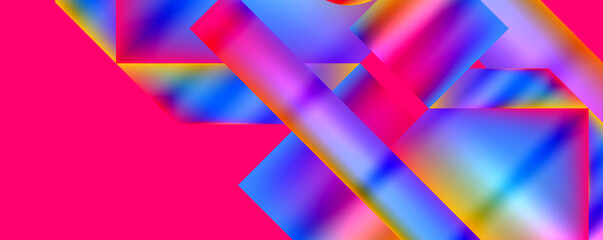 Aufkleber - An artistic pattern of colorful triangles in shades of purple, violet, pink, and magenta, contrasted with electric blue, creating a vibrant and vibrant background