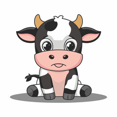 Wall Mural - A flat cartoon illustration of a baby cow, illustration