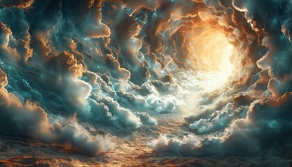 Wall Mural - A person is walking down a long, dark tunnel with a glowing light at the end by AI generated image