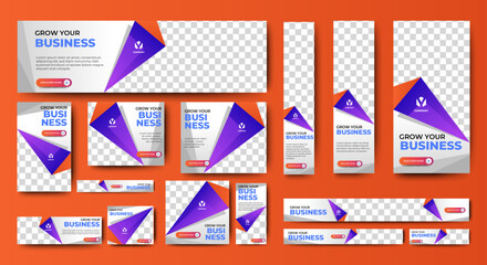 Poster - business web banners template design with image space. vector
