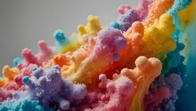 Rainbow-colored Bath Foam, Vibrant Bubbles Isolated On White, With Clipping Path Generative AI
