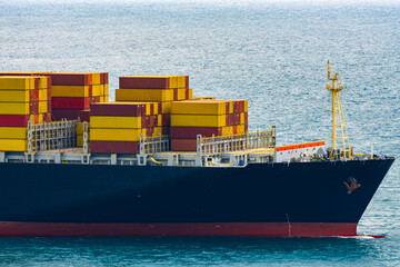 large container shipping ship Sailing by sea international transportation Export-import business, logistics, transportation industry concepts