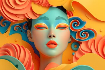 Pop art background, colorful concept of woman in pop art portrait style.