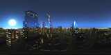 Fototapeta Na ścianę - panorama of the night city, HDRI, environment map, Round panorama, spherical panorama, equidistant projection, 360 high resolution panorama , 3D rendering
