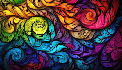 Poster - Fractals geometric shapes or colorful swirls