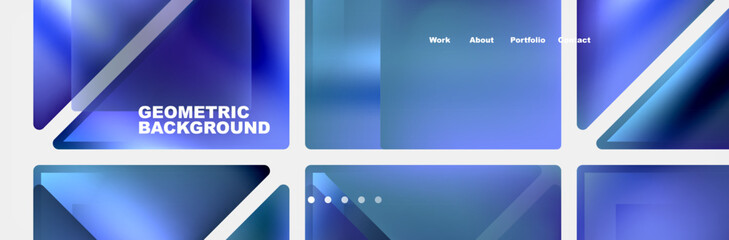 Aufkleber - A collection of electric blue geometric backgrounds with white lines, featuring symmetrical patterns resembling fences. Perfect for brand events and display devices