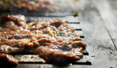 Canvas Print - grilled meat on the grill