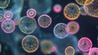 Vibrant Pink Marine Phytoplankton Protoperidinium sp Under 40x Lens: Creative Banner with Copyspace