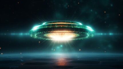 Wall Mural - a ufo with a radiant, crystalline energy source