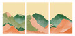 set of Abstract Mountain. creative minimalist hand painted illustrations of Mid century modern. Natural abstract landscape background. mountain, forest and sea