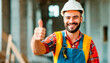 A construction worker in a hard hat gave a thumbs up. Generative AI