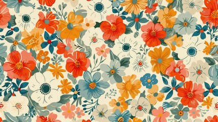 Wall Mural - A retro floral pattern with vintage colors and typography celebrating friendship. 