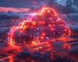 Cloud computing technology database storage concept. Cloud technology background.