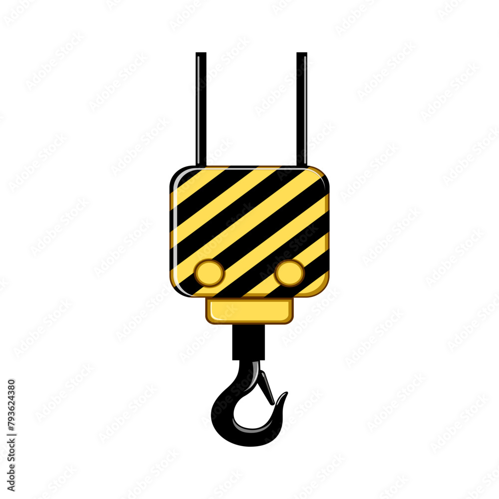 Carne Block With Rigging Vector construction crane hook cartoon. industrial safety, load hoist, rigging ...