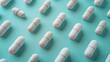arrangement of pills on a gradient turquoise backdrop, conveying a sense of calm and relaxation. Full ultra HD, high resolution.