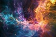 A colorful, swirling galaxy of fire and smoke. The colors are vibrant and the smoke is thick, creating a sense of movement and energy. The image is abstract and surreal